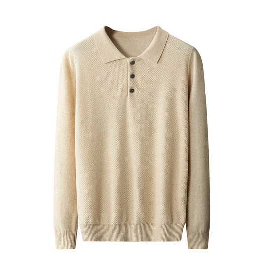
KING DEER cashmere sweater for men in autumn and winter new men's lapel pullover sweater thickened knitted base shirt bean green XL