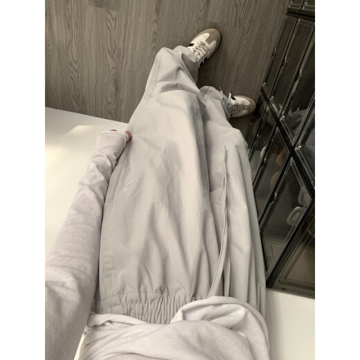 姿伟祺【6198人收藏】美式复古褶皱工装裤女2025新款宽松显瘦个性百搭休 灰色长裤 S