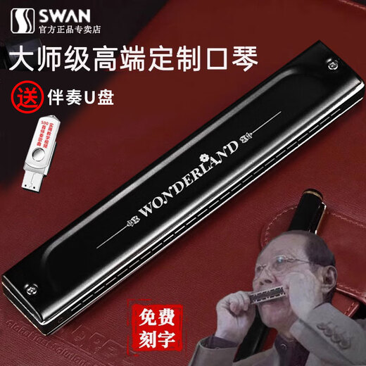 Swan (SWAN) imported German gong Swan harmonica polyphonic accent high-end beginners professional performance level gift for men and women adults 24 holes polyphonic C key [Professional performance level]