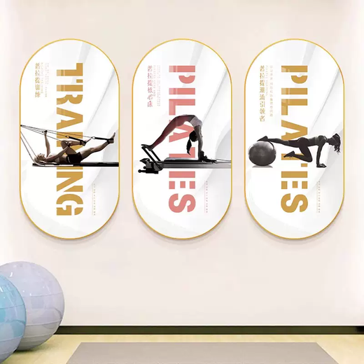 Yusenyi Yoga Studio Background Wall Decoration Painting Gym Pilates Studio Large Equipment Core Bed Action 1 Noble High-end Edged Modern Black + High-end Crystal Painting Independent 40x80cm