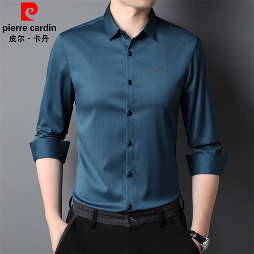 Pierre Cardin mulberry silk shirt men's long-sleeved spring and autumn thin non-iron inner tops for young and middle-aged business casual professional wear shirts
