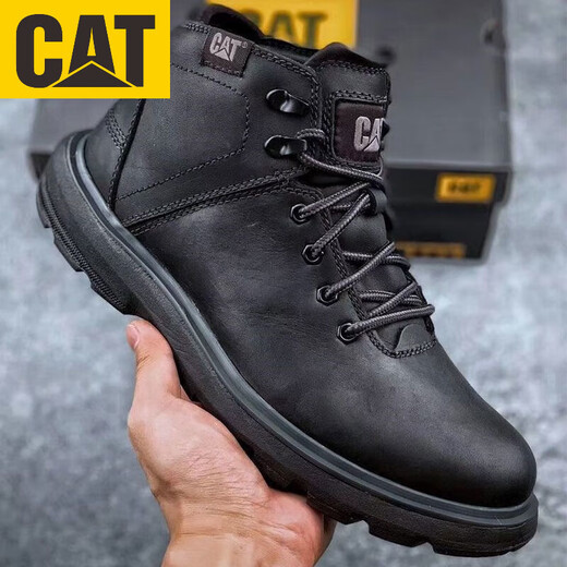 卡特 CAT（CAT）男鞋低帮工装鞋男款户外休闲鞋防滑耐磨真牛皮鞋子 玫瑰棕色运动鞋尺码 (150mm) 41