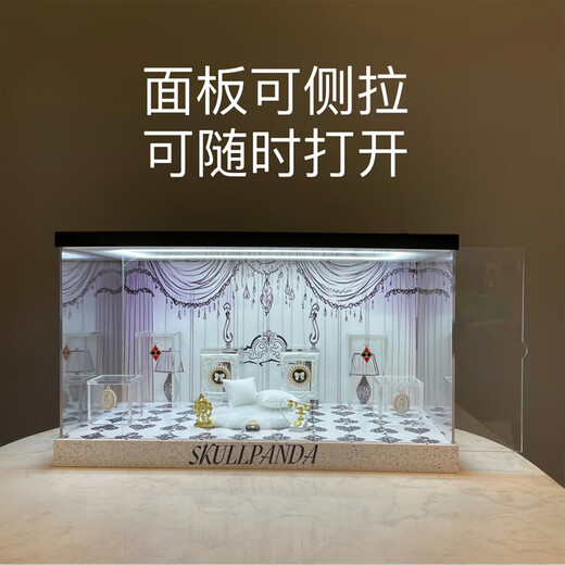 Bubble Mart SKULLPANDA Weekday Wonderland Series Blind Box SP10 Figure Storage Theme Scene Display Box Weekday Wonderland Display Box (Lighting Style) Inkjet Display Box + Props