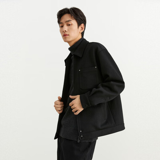 PEACEBIRD Men's Three-dimensional Jacquard Padded Jacket Fashionable Casual Jacket Autumn and Winter Jacket Trend Black Padded Style 2 (Wide Type) 2XL