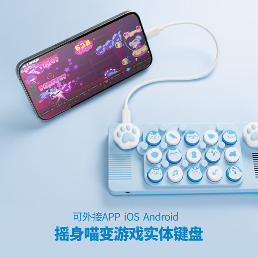 cubyfun口袋音乐键盘光遇电子琴MIDI智能家用便携小钢琴成年人儿童初学者 蓝色猫咪套装|电子琴儿童9-15岁