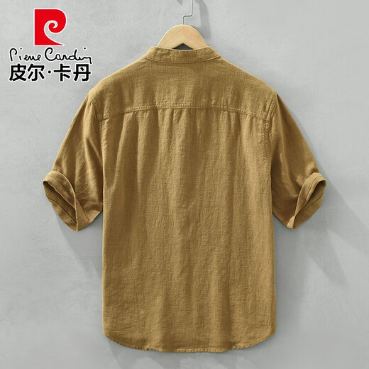 Pierre Cardin Estilo chino Ramie Ramie Camiseta de manga de manga corta Camiseta de algodón de algodón Retro Retro Retro alivio Medio Cárdigan Camiseta corta Camiseta de algodón negro Lino suelto Lavado suelto 2xl 161-180Jin [Jin iguala 0.5 kg]