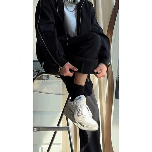 迪伽达cleanfit微喇休闲西裤子男士春夏秋季款冰丝垂坠感柳叶弯刀直筒裤 SBXS-C911-6黑色 2XL