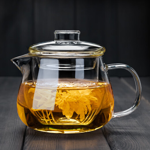 Gaoming glass teapot thickened high temperature resistant penguin teapot household filtered floral teapot tea water separation teapot