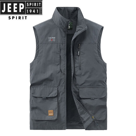Jeep Spirit Jeep Herren-Weste Frühling und Herbst Neue Outdoor-Pferdsclip lässig große Sportarten mittlere Weste mit mittleren Alter 677 Military Green 3xl (156-170)