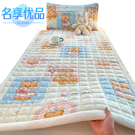 Mingxiang premium milk velvet sheet single piece winter plus velvet mattress thickened blanket mattress soft cushion household flannel coral velvet bed cover milk velvet-sapphire blue single mattress 90cm*190cm