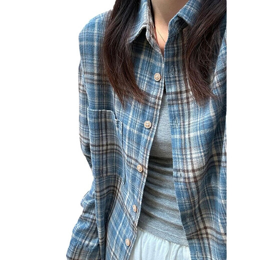 
Pei Shiyan blue grinding plaid shirt men's long-sleeved autumn and winter plus velvet thickened American retro commuter style shirt jacket c9734 rose red plus velvet M 95-115Jin [Jin equals 0.5 kg] can be worn