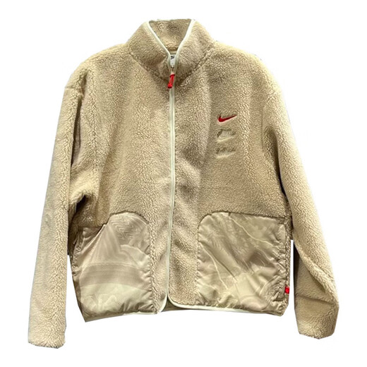 NIKE耐克男装女装夏季新款运动服仿羊羔绒立领休闲时尚保暖夹克外套 FZ6194-126白棕色 M