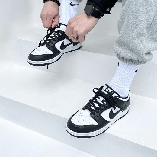 Nike (Nike) Herrenschuhe Dunk Low Retro Casual Shoes Low Top Panda Herren-Wear-resistente Freizeitschuhe Männer DD1391-100 Schwarz und Weißer Panda 42.5