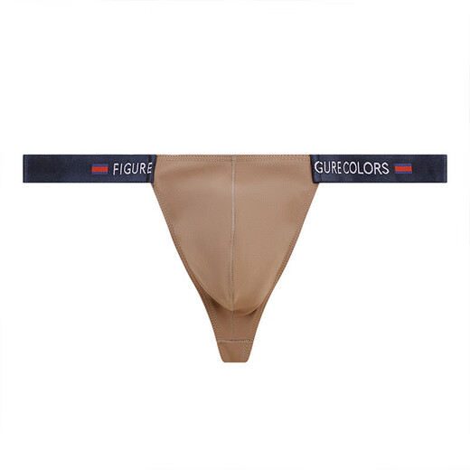 Men's underwear, men's low-waist thong sexy single thong nylon pure lust style personality hot T-shaped fitness sports 0 caramel color 1 piece XL