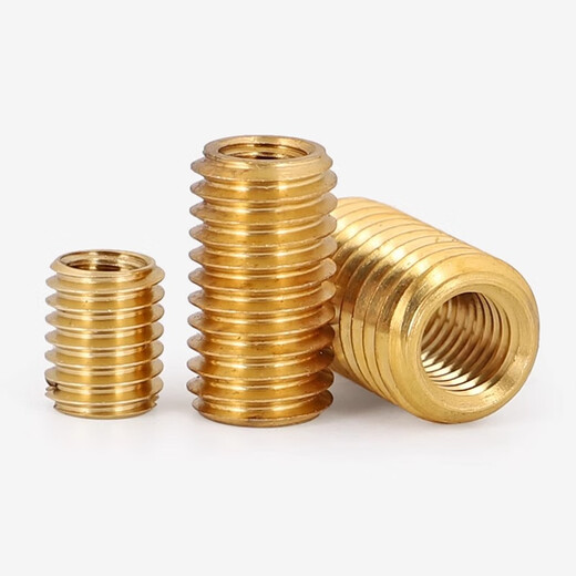 Bingneng brass screw sleeve thread repair sleeve copper internal and external tooth braces slotted screw sleeve reducing nut conversion sleeve self-tapping M2*0.4-M4*0.7-length 5 10 slots