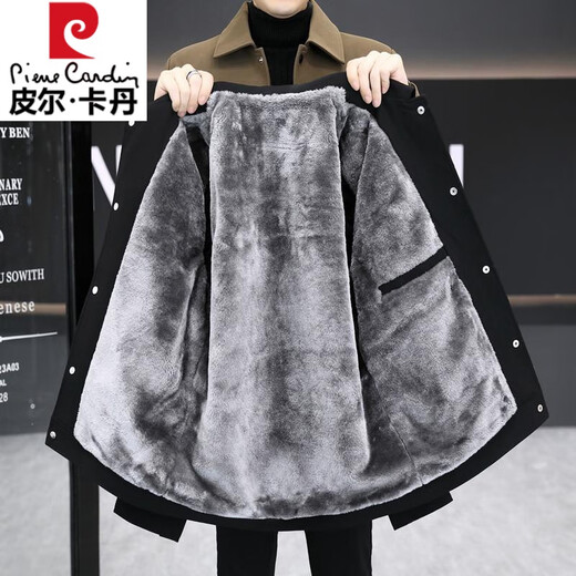 Pierre Cardin Jacket Men's 2025 Autumn and Winter New Style Light Mature Style Business Casual Men's Youth Jacket Plus Velvet Thickened Black (Fleet) Thickened L 110-130Jin Jin equals 0.5 kg