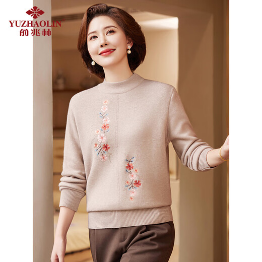 Yu Zhaolin mother's sweater women's winter clothing plus velvet knitwear for the elderly thickened knitted bottoming shirt Y244Z6013