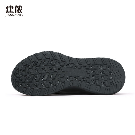 Jiannong Chunqiu Men's Calf leather comfortable, non-slip, light flip, quick putting on and off sports business leather shoes X880 Black 43