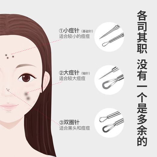 Zhang Xiaoquan acne cleaning tool cell clip acne needle to remove acne and blackhead cleaning artifact tweezers clip to remove acne and squeeze acne storage bag independent storage tube 6 pieces