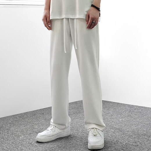 NASA GISS official fashion brand co-branded casual pants men's fashion trend versatile loose sports lace-up pants men white XL