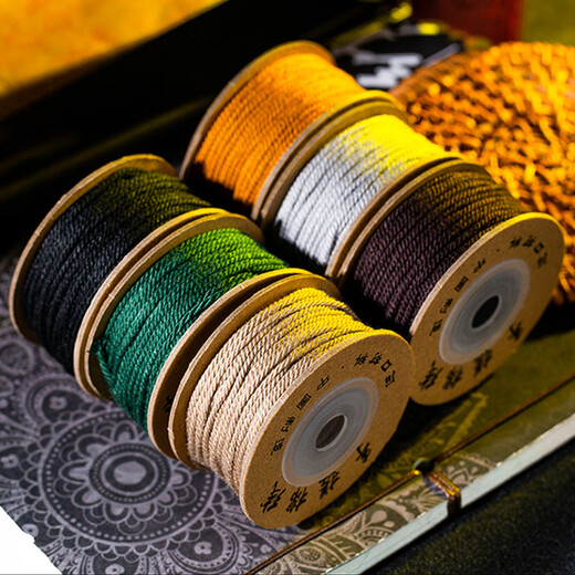 Jingji Wenwan hand-rolled cotton thread DIY pattern tassel weaving colored thread beading thread Buddhist beads Vajra, star, moon and bodhi threading rope Qingju 20 meters / roll diameter 1.5mm