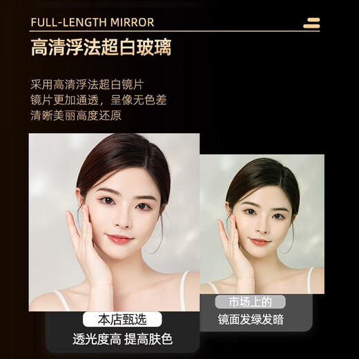 卡罗精灵穿衣镜全身镜家用卧室试衣镜网红壁挂落地两用镜子 黑色147*37
