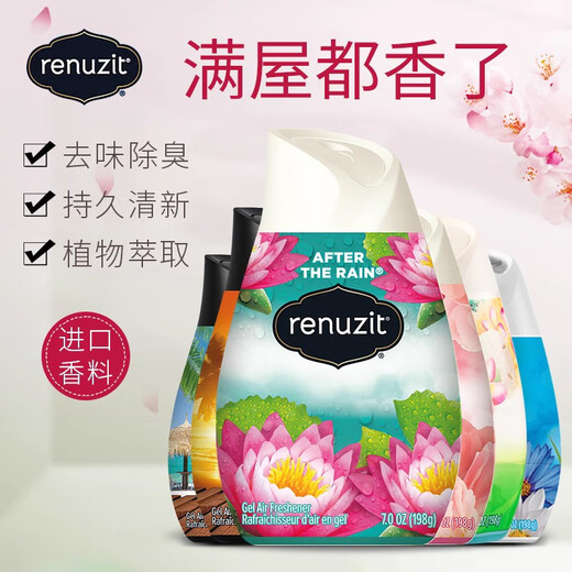 RENUZIT American Renuzit 98% natural solid air freshener deodorizes, deodorizes and removes formaldehyde, benzene aroma long-lasting, refreshing after rain 198g/bottle 1 bottle