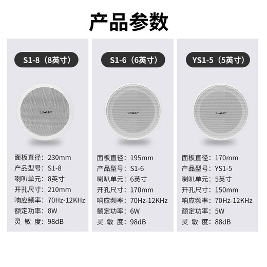 先科（SAST）SA-5012 吸顶音响套装蓝牙定压功放机公共广播家用客厅商用会议店铺喇叭嵌入式隐藏吊顶音箱一拖四