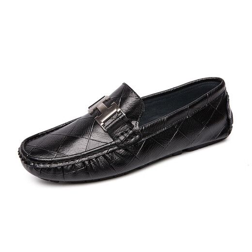 SNGUNY high-end light luxury brand Doudou shoes men's 2025 spring new leather shoes men's breathable light casual shoes men's shoes men's black (6223 models) 38