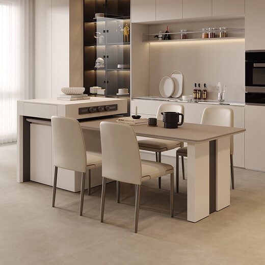 Fanyi open guide table dining table sideboard integrated household retractable slate dining table tea table dual-purpose island table dining island table 2.08-2.65 meters retractable island dining table