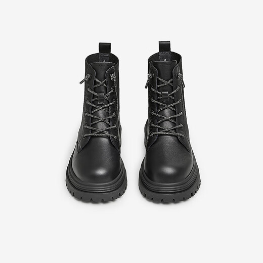 Tata Dicke einzige britische Martin -Stiefel Frauenstiefel Casual Leder Kurzstiefel Herbst und Winter Neu 7D247DD4 Black 35