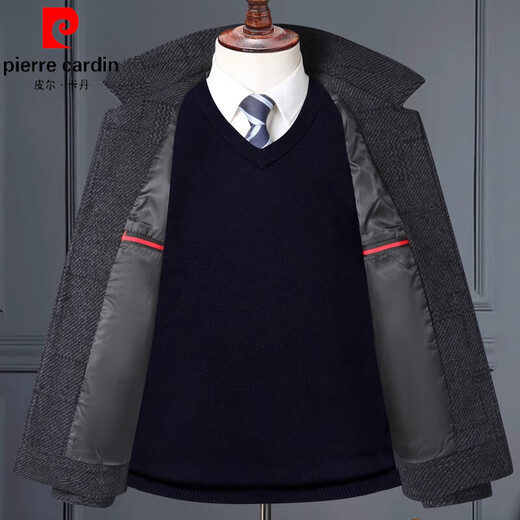 Pierre Cardin (Pierre Cardin) spring, autumn and winter middle-aged men's wool jackets, middle-aged and elderly dads' wool woolen lapel business casual jackets, gray single lining, spring and autumn models 5XL 200 recommended 190-220Jin Jin equals 0.5 kg