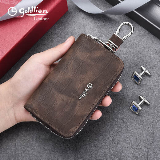 Jinlilai Jinlilai Neue leichte Luxus -Schlüsselbeutel Großkapazität Krokodil Muster Key Cover Kartentasche Taille Hanging Auto Schlüsselbeutel Trendy Braun braun