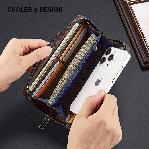 Cnoles Herren Brieftasche Lange Kapazität Coin Wallet Bank Kartentasche ID Handtasche Geburtstagsgeschenk für Freund Ehemann