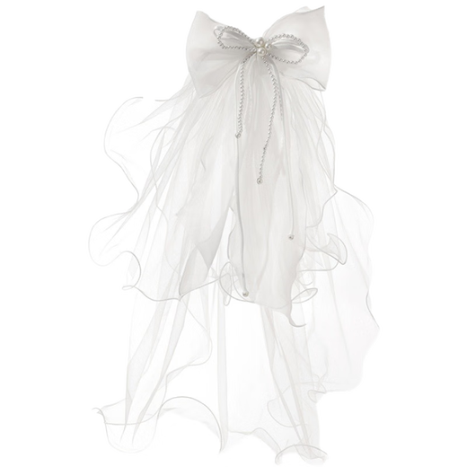 Bo Naling Proposal Veil, Bridal Head Certificate, Bow Hijab, Internet Celebrity Hairpin, Photo Ritual Confession Decoration Props, Double-layered Hemming Veil 60cm, Hairpin Style