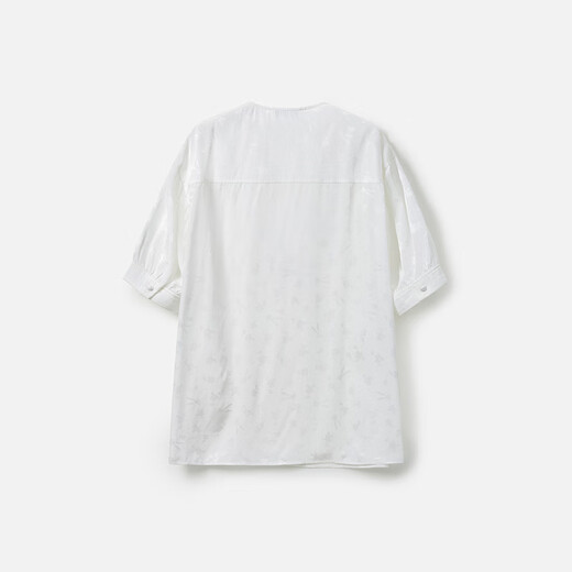 BO [neuer chinesischer Stil] Bobing Button Round Hals kurzärmeliges Hemd für Fraueneinkaufszentrum Gleicher lose Temperament Top BDR2HD1396 1W40 Weiß M.
