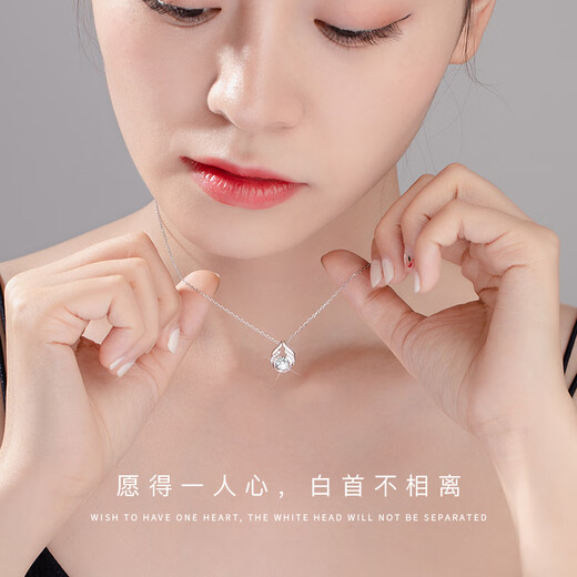 MZMZ caring heart platinum necklace for women pt950 platinum clavicle chain beating heart pendant birthday gift for girlfriend light luxury model-caring heart necklace free engraving exquisite gift box