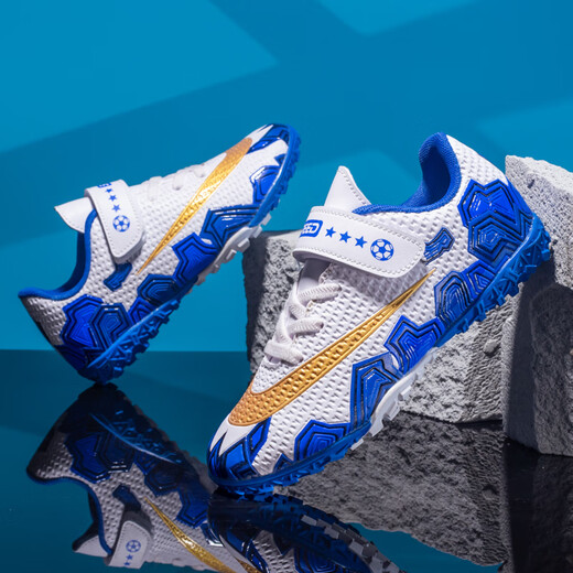 Changxiang huili 2025 Nouvelles filles de football chaussures pour les élèves du primaire tf ongles brisés velcro girl femme respirant boy qui s'entraîne 6199 Orchidées blanches ongles cassés (acheter un + cinq) 29