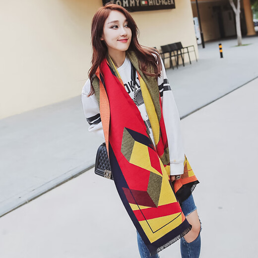 Autumn and winter shawl scarf for women, long long scarf for thick Korean style, long warm and versatile autumn scarf for fashionable and dual purpose, main picture - big shawl
