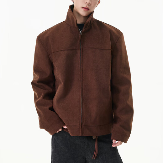IZEXX American imitation suede jacket frosted high-end men's top outdoor retro autumn and winter jacket HJ58 coffee color L