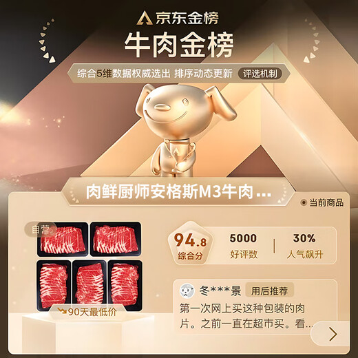 Meat Chef Angus M3 Grain-fed Raw Beef Slices Net Weight 2Jin Jin is equal to 0.5kg Australian Fat Beef Roll Slices Snowflake Hot Pot BBQ Ingredients