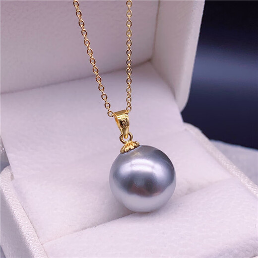 Menbin Lao Phoenix Gold Store Water Pearl Single Pendant 925 Silver Natural Pink Pendant Single Clavicle Chain Necklace Style White Pearl 18k White Gold Holder 16-17mmx45cm