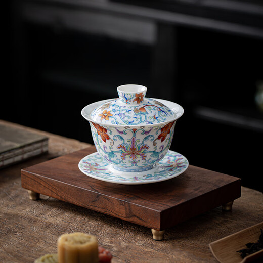 Simitang Ceramic Sancai Covered Bowl Antique Doucai Bubble Tea Bowl Kung Fu Tea Set Hover Covered Bowl