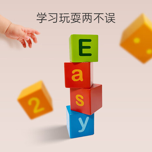 Hape儿童木质积木100粒双面字母数字积木拼搭男女孩玩具节日新年礼物 100粒双面字母数字积木