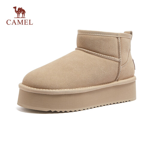 CAMEL Xiaonuanyang snow boots for women thick velvet heightening warm boots L25W275051 apricot (anti-suede) 36