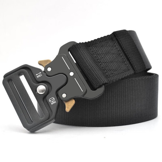 Wanjiazhen canvas belt men's automatic buckle tactical belt casual pants belt nylon woven belt alloy buckle military training belt black belt alloy buckle
