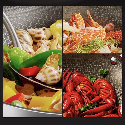 Joyoung C795 non-stick wok 0 fluorine titanium porcelain anti-stick wok 316 flat bottom stainless steel honeycomb induction cooker gas stove CF32-C795 national joint warranty steamer 32cm shopping mall store products