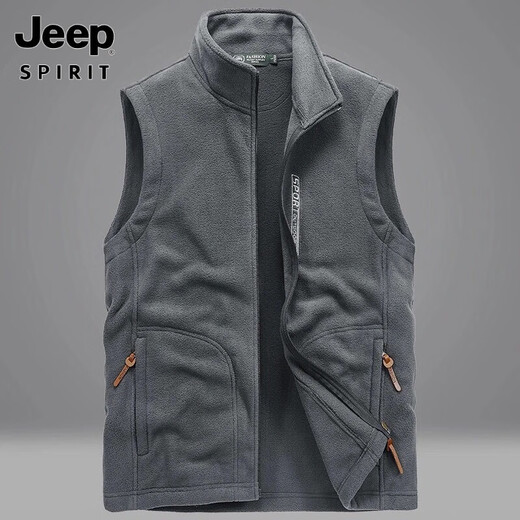 Jeep (Jeep) Outdoor Fleece Vest Spring and Automn Men's Sweathirt Men's Vest Moullinging Mounthenering Warm Fleece Horse Clip Men's Men's Veste grande taille 9903 Gray 2xl