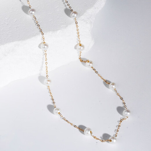 Liuguifu Jewelry 18k gold necklace freshwater pearl clavicle chain thin chain set chain birthday gift for girlfriend