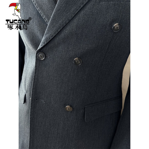 Woodpecker (TUCANO) brown double-breasted suit men's suit British slim men's large size suit three-piece wedding groom's dress trendy dark green (single suit) 50/L (112-125Jin Jin equals 0.5 kg)
